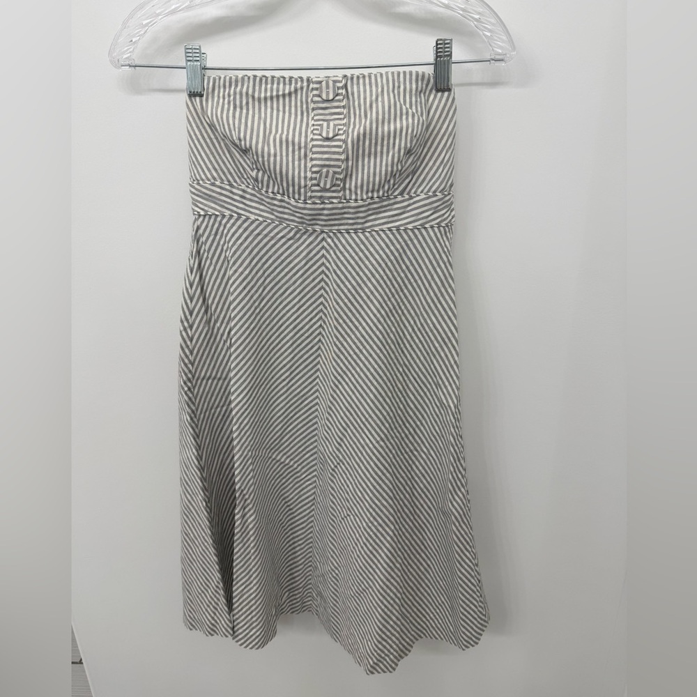 GAP Strapless Gray Striped Dress